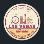 Las Vegas Nevada City Skyline Emblem Magneet<br><div class="desc">Las Vegas minimalistisch,  kleurrijk kunstontwerp met monumenten en landmerken van de stad Nevada.</div>
