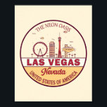Las Vegas Nevada City Skyline Emblem Poster<br><div class="desc">Las Vegas minimalistisch,  kleurrijk kunstontwerp met monumenten en landmerken van de stad Nevada.</div>