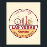 Las Vegas Nevada City Skyline Emblem Poster<br><div class="desc">Las Vegas minimalistisch, kleurrijk kunstontwerp met monumenten en landmerken van de stad Nevada.</div>