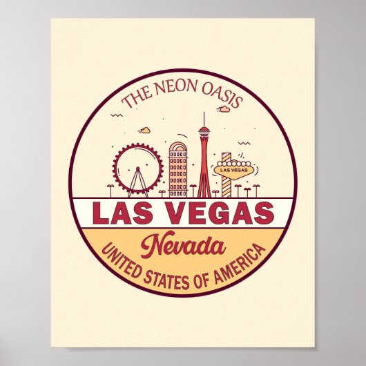 Las Vegas Nevada City Skyline Emblem Poster (Voorkant)