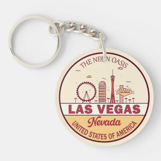 Las Vegas Nevada City Skyline Emblem Sleutelhanger (Voorkant)