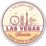 Las Vegas Nevada City Skyline Emblem Sticker<br><div class="desc">Las Vegas minimalistisch,  kleurrijk kunstontwerp met monumenten en landmerken van de stad Nevada.</div>