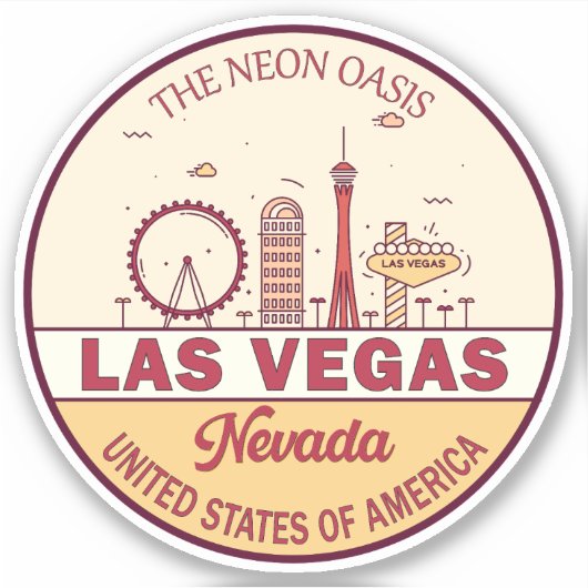 Las Vegas Nevada City Skyline Emblem Sticker (Voorkant)