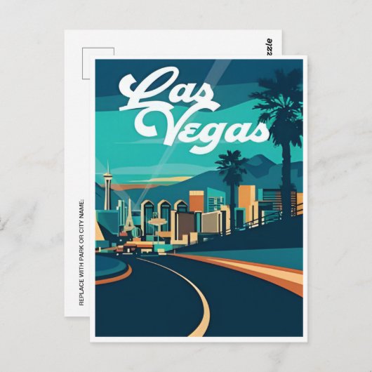  Las Vegas Nevada Groeten van welkom Briefkaart (Voorkant / Achterkant)
