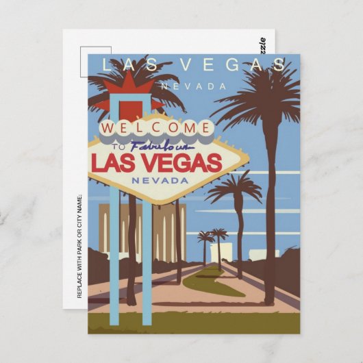  Las Vegas Nevada Groeten van welkom Briefkaart (Voorkant / Achterkant)