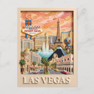 Las Vegas Nevada Impasto Vintage Reislandmerken Briefkaart