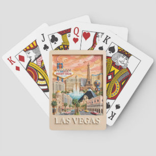 Las Vegas Nevada Impasto Vintage Reislandmerken Pokerkaarten