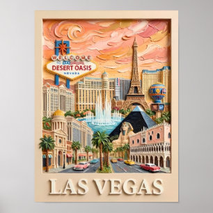 Las Vegas Nevada Impasto Vintage Reislandmerken Poster