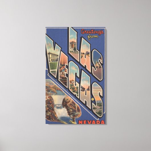 Las Vegas, Nevada - Large Letter Scenes 2 Canvas Afdruk (Voorkant)