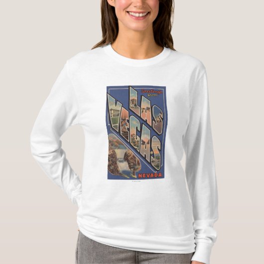 Las Vegas, Nevada - Large Letter Scenes 2 T-shirt (Voorkant)