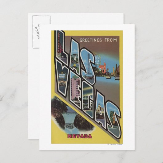 Las Vegas, Nevada - Large Letter Scenes Briefkaart (Voorkant / Achterkant)