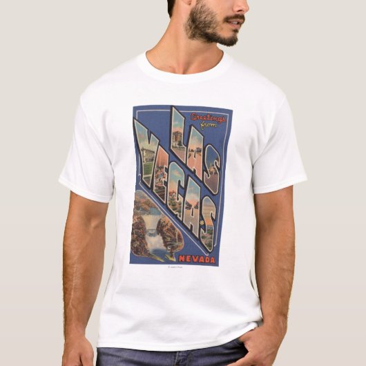Las Vegas, Nevada - Large Letter Scenes T-shirt (Voorkant)