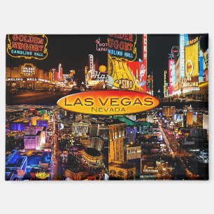 Las Vegas Nevada Multi Foto Nacht Collage, Magneet