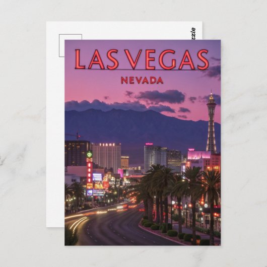 Las Vegas Nevada Neon Lights Strip Night Briefkaart (Voorkant / Achterkant)