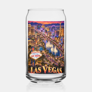 Las Vegas Nevada Neon Silhouette Reisposter Blikvorm Glas
