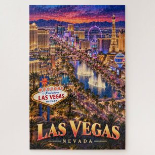 Las Vegas Nevada Neon Silhouette Reisposter Legpuzzel