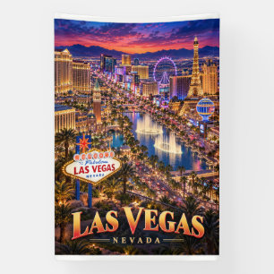 Las Vegas Nevada Neon Silhouette Reisposter Spandoek