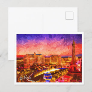 Las Vegas Nevada Olieverf Stad Landschap Briefkaart