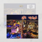 Las Vegas, Nevada 's nachts - luchtuitzicht Briefkaart (Voorkant / Achterkant)