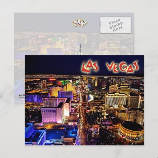 Las Vegas, Nevada 's nachts - luchtuitzicht Briefkaart (Voorkant / Achterkant)