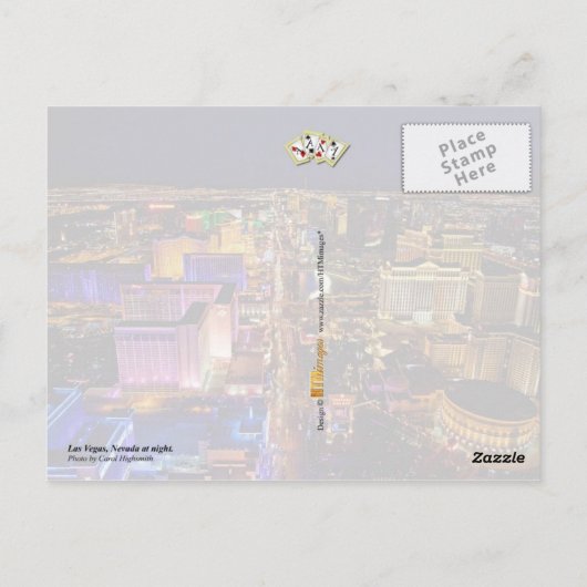 Las Vegas, Nevada 's nachts - luchtuitzicht Briefkaart (Achterkant)