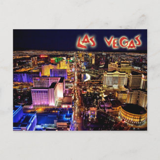 Las Vegas, Nevada 's nachts - luchtuitzicht Briefkaart