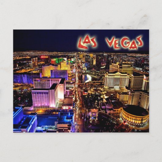 Las Vegas, Nevada 's nachts - luchtuitzicht Briefkaart (Voorkant)