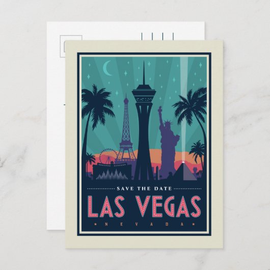 Las Vegas, Nevada | Save the date Uitnodiging Briefkaart (Voorkant / Achterkant)