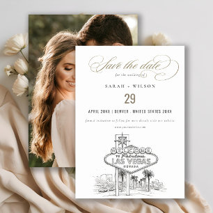 Las Vegas Nevada Schets Landschap Huwelijksfoto Save The Date