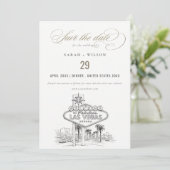 Las Vegas Nevada Schets Landschap Trouwen Save The Date (Staand voorkant)