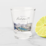 LAS VEGAS Nevada Skyline Bachelorette Favor Shot Glas<br><div class="desc">Dit bachelorette shot glas bevat een waterverf schilderij van de Las Vegas,  Nevada downtown strip. Dit glas is perfect voor je Vegas-vrijgezellenfeest of weekend.</div>