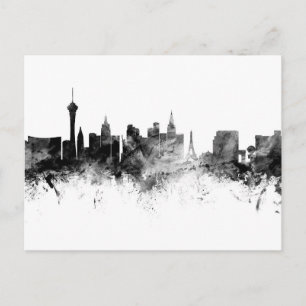 Las Vegas Nevada Skyline Black White Briefkaart