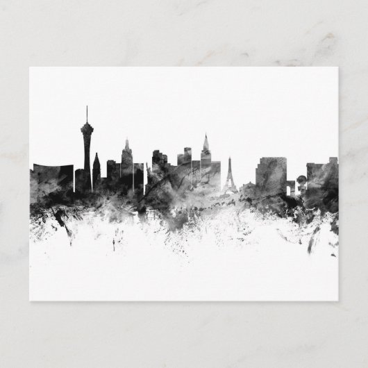 Las Vegas Nevada Skyline Black White Briefkaart (Voorkant)