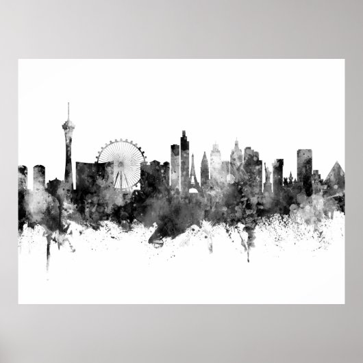 Las Vegas Nevada Skyline Black White Poster (Voorkant)