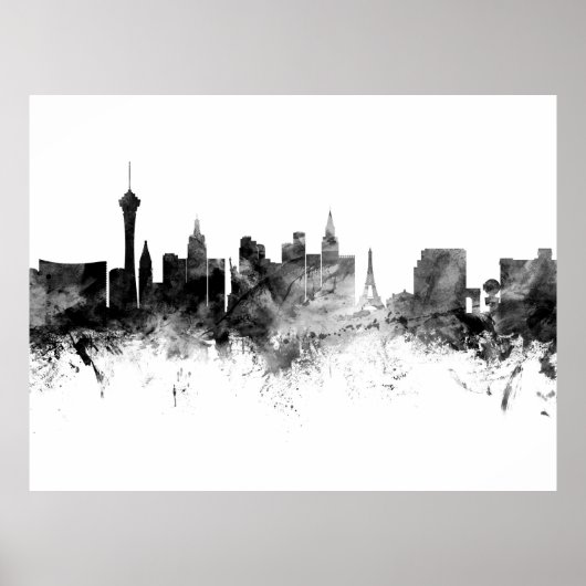 Las Vegas Nevada Skyline Black White Poster (Voorkant)