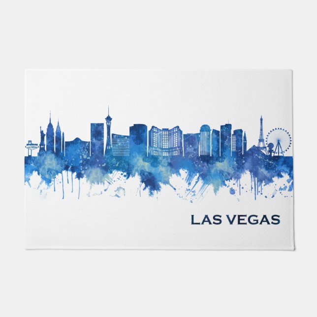 Las Vegas Nevada Skyline Blue Deurmat (Voorkant)