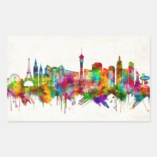 Las Vegas Nevada Skyline Rechthoekige Sticker (Voorkant)