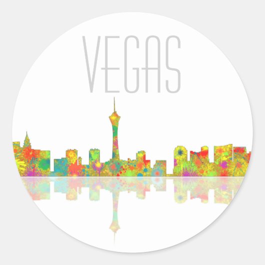 LAS VEGAS, NEVADA SKYLINE - Ronde stickers (Voorkant)