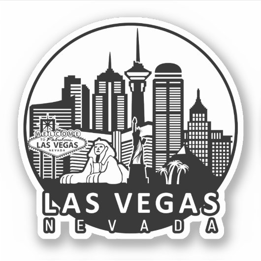 Las Vegas Nevada Skyline Sticker (Voorkant)