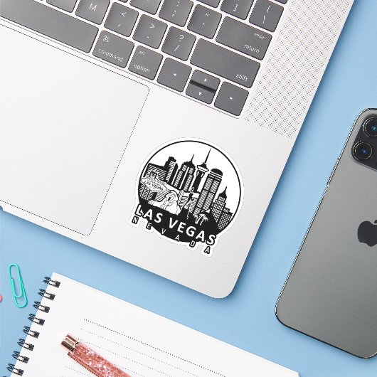 Las Vegas Nevada Skyline Sticker (Laptop met iPhone)