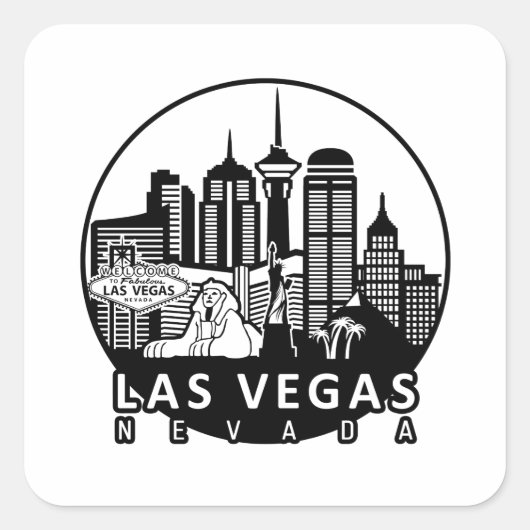 Las Vegas Nevada Skyline Vierkante Sticker (Voorkant)