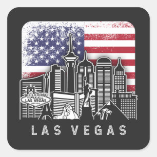 Las Vegas Nevada Skyline Vlag Vierkante Sticker