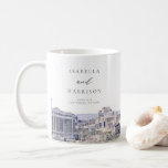 LAS VEGAS NEVADA Skyline Weddennames Koffiemok<br><div class="desc">Deze koffie mok is voorzien van een schilderij van de waterverf van de Las Vegas Nevada skyline. Deze keramische beker is een perfect cadeau voor de bruid en bruid.</div>