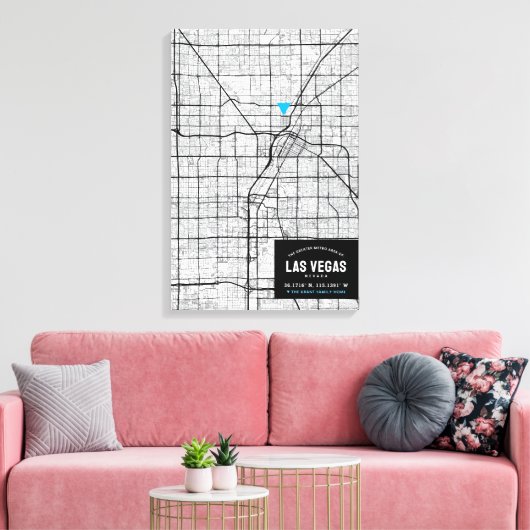 Las Vegas, Nevada Stadsplattegrond + Markeer uw lo Canvas Afdruk (Insitu (Woonkamer))