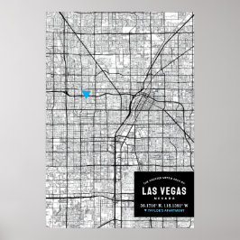 Las Vegas, Nevada Stadsplattegrond + Markeer uw lo Poster