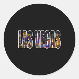 Las Vegas Nevada Stedelijke Silhouette Fotografie Ronde Sticker
