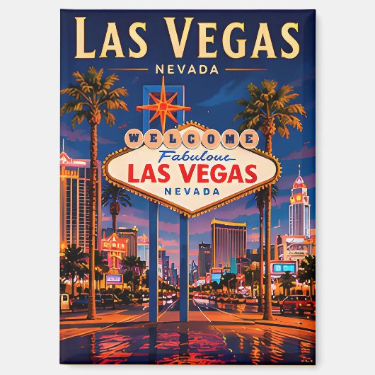 🎰 Las Vegas Nevada Strip en skyline Magneet (Voorkant)