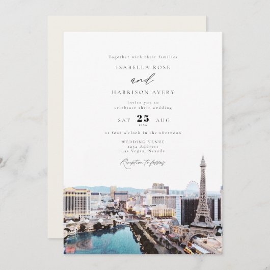 LAS VEGAS Nevada Strip Skyline Wedding Invitation Kaart (Voorkant / Achterkant)
