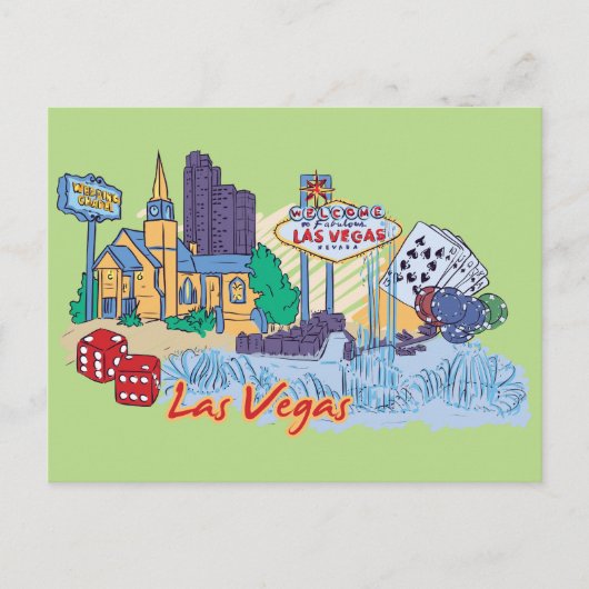 Las Vegas, Nevada US Famous City Briefkaart (Voorkant)