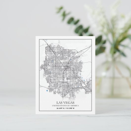 Las Vegas Nevada USA Cities Travel City Map Briefkaart (Staand voorkant)